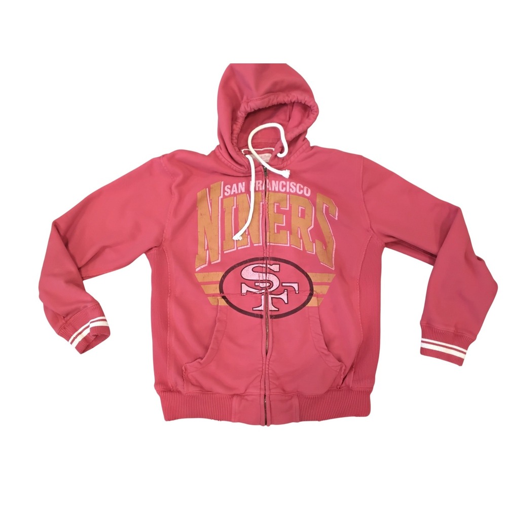 Mitchell & Ness San Francisco 49ers Zip Up Hoodie Mens XL Red Vintage Graphic